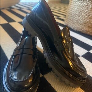 Reformation Shiny Black Slip-On Loafers